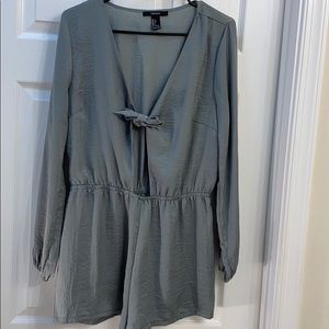 Green silk romper